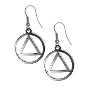Alcoholics Anonymous Sterling Silver, AA Symbol Earrings