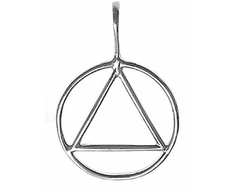 Alcoholics Anonymous Large Size, Sterling Silver Simple Wire Look Pendant