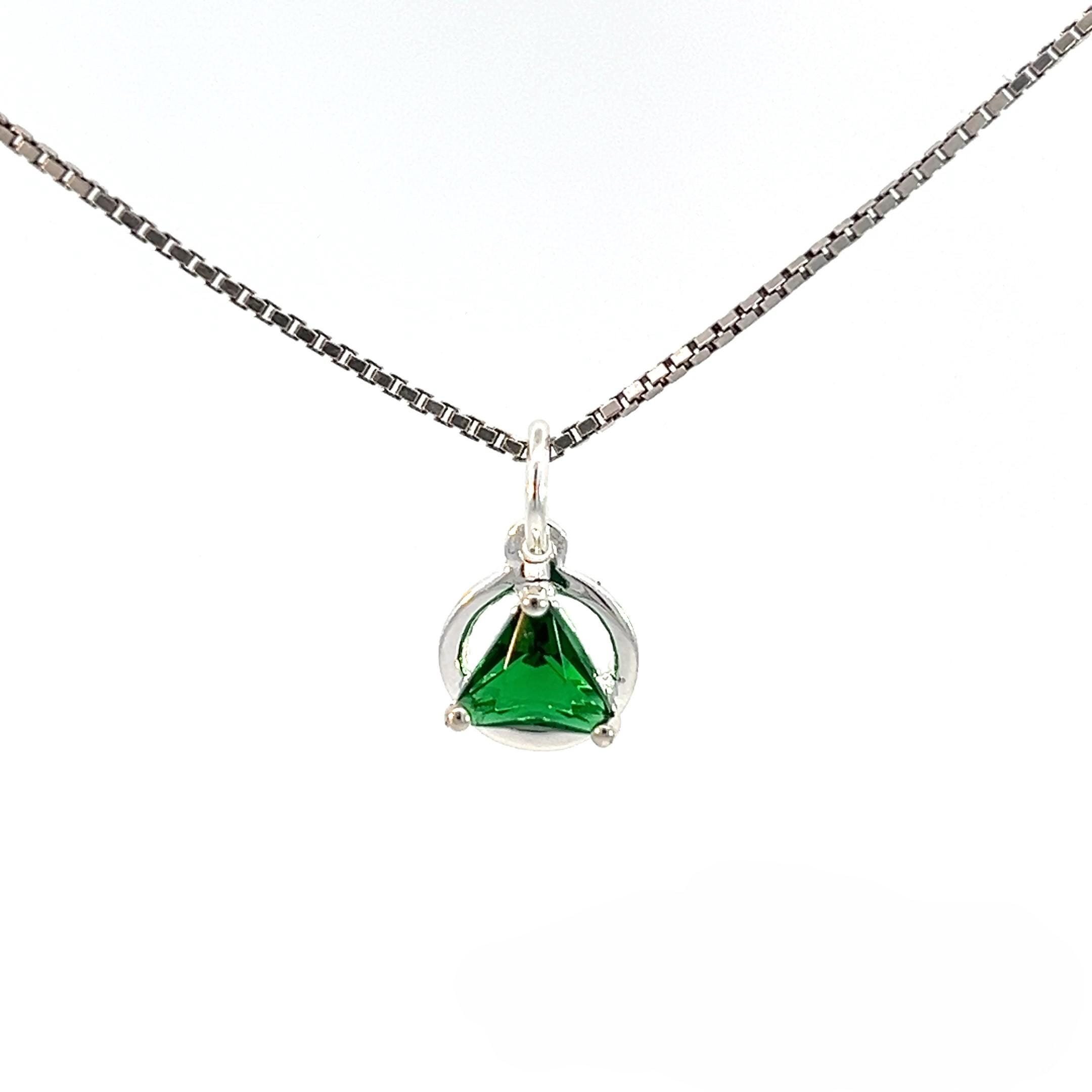 Ciondolo In Argento Sterling .925 Con Ametista E Zirconi – Simbolo Alcolisti Anonimi (AA) – Recovery Regalo