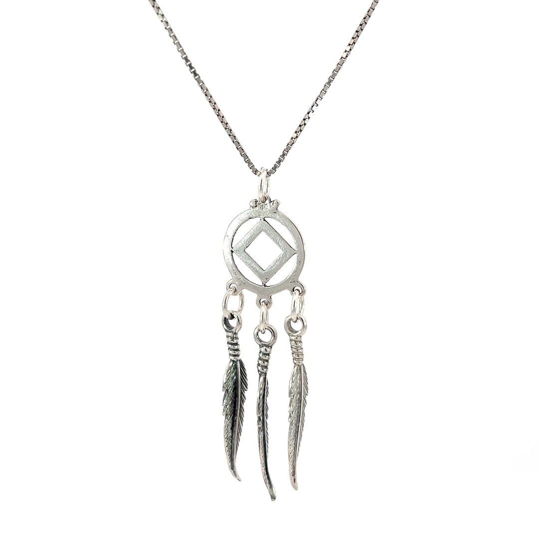 Anonymous Chain Narcotics Anonymous Sterling Silver Pendant, NA Symbol With 3 Feathers ...