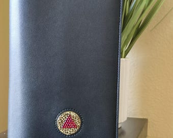 AA Book Cover Black with Custom Made AA chip | Holds Standard Hard Big Book and 12 & 12