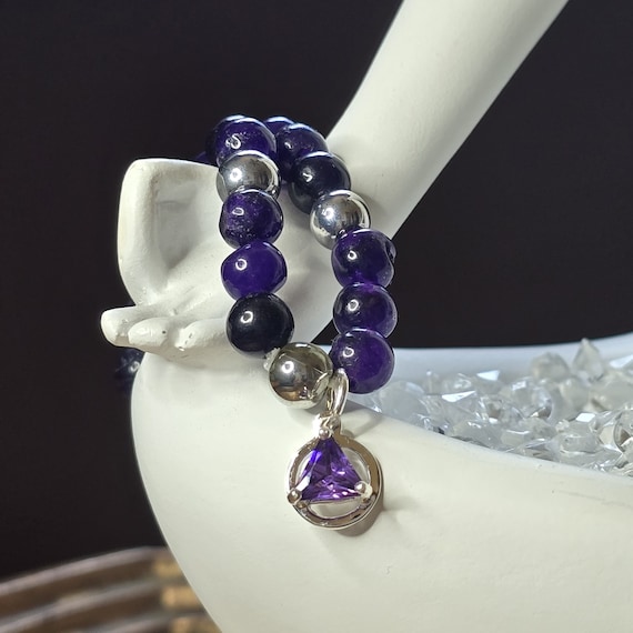 Buy AA Bracelet With Amethyst Natural Stone and Sterling Silver Re