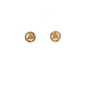 14K Gold AA Stud Earrings: Diamond Cut Sobriety Jewelry