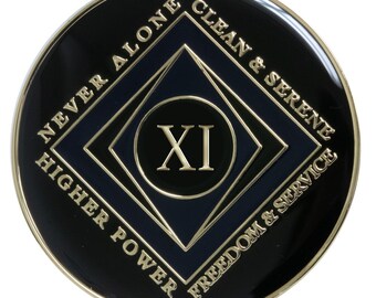 Clean Time Recovery Chip: Black & Blue Inlay, Embossed Coin