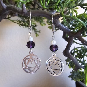 AA Beaded Earrings Alcoholics Anonymous Sterling Silver &quot;Love and Service&quot;