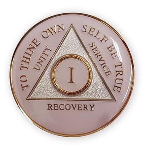 AA Chip, 1 Jahr Lavendel und Silber Genesungsmünze, Genesungsgeschenk, Nüchternheit Chip, Nüchternheitsmünze, Nüchternheitsgeschenk