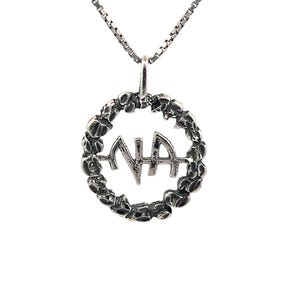 Oxidierter Sterling Silber NA Anhänger: Narcotis Anonymous Initial Nugget
