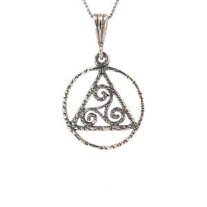 Alcoholics Anonymous AA Textured Sterling Silver Pendant with Celtic Symbol Chain Sold Separately