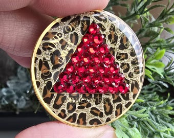 Zebra with Gold and Red CZ Bling AA Recovery Chip | Custom made Medallion For Sobriety | Timeless Collection