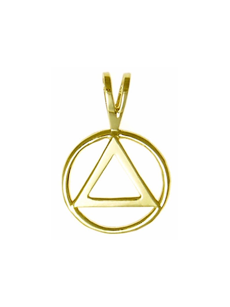 Alcoholics Anonymous Style #01-1,14k Gold AA Classic Symbol Pendant Medium Size