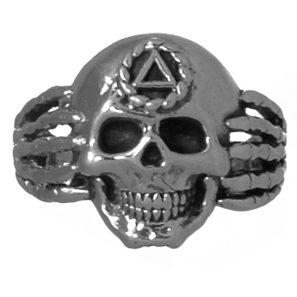 Alcoholics Anonymous Sterling Silver, Men's Skull Ring, Size 9-15