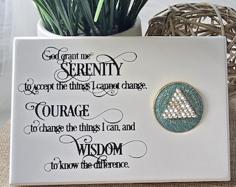 Serenity Prayer AA Medallion Plaque: Sobriety Recovery Gift