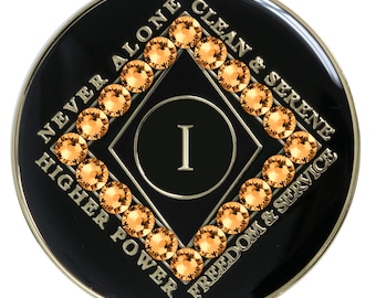 Black Clean Time Chip: Gold CZ Crystals, Recovery Gift