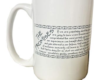 The Promises Mug | 8oz AA Recovery Coffee Mug | Alcoholics Anonymous Gift | Sobriety Coffee Cup | Inspirational Recovery Gift