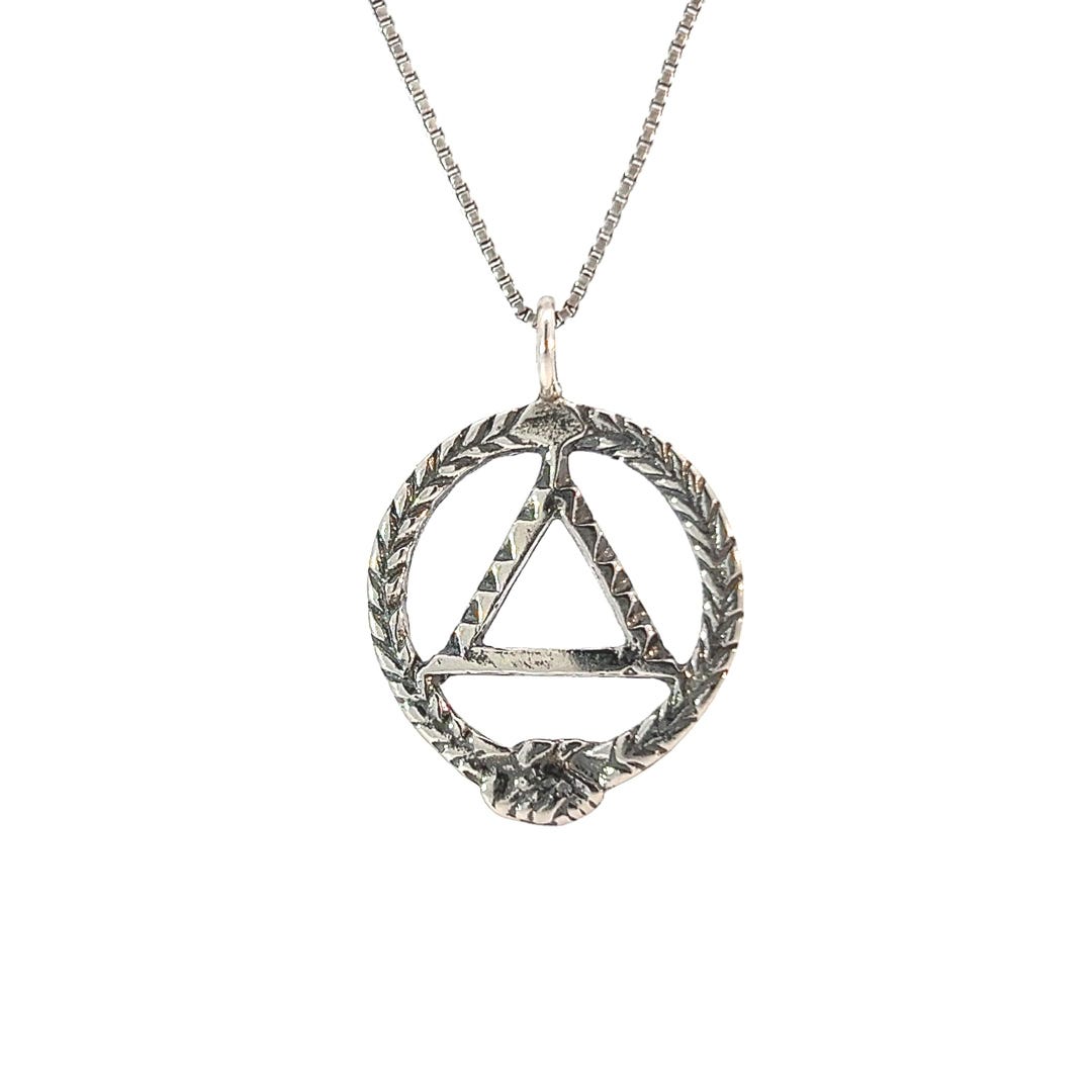 Anonymous Chain AA Pendant Alcoholics Anonymous Style Sterling Silver Pendant, AA ...