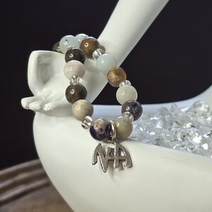 NA Bracelet with Mixed Natural Stone and Sterling Silver Narcotics Anonymous Charm
