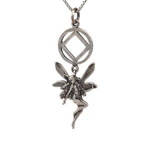 Narcotics Anonymous Sterling Silver Pendant, NA Recovery Symbol with a Magical Fairy, Chain Sold Separately
