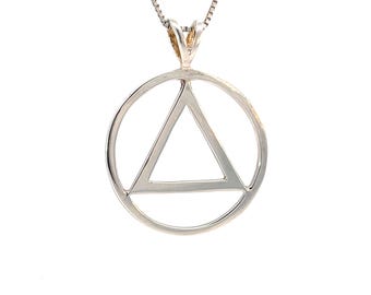 Alcoholics Anonymous, Sterling Silver, Flat Style Pendant Chain Sold Separately
