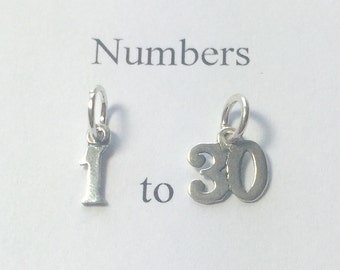 Number Pendant Sterling Silver, Very Tiny Numerals for Celebrating All Occasions; Anniversary, Birthdays
