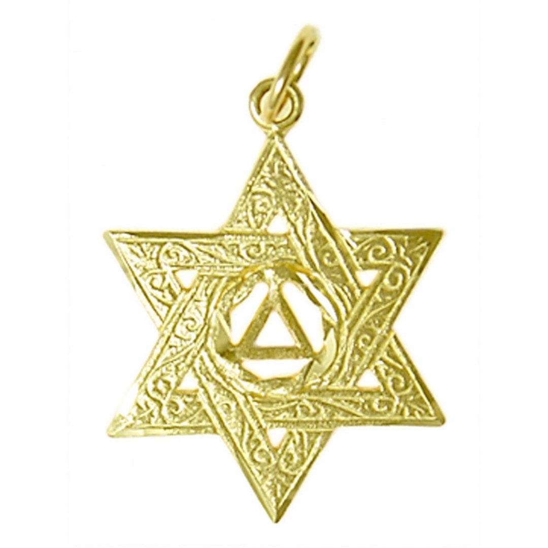 Alcoholics Anonymous 14k Gold Pendant, AA Symbol in a Jewish Star of ...