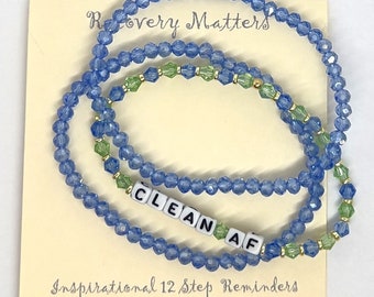 Alcoholics Anonymous  Friendship Bracelet Clean AF by Recovery Matters