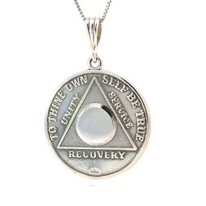 AA Pendant,AA medallion,  Alcoholics Anonymous Jewelry, Blank Center for Custom Engraving with Numbers or Initials, Chain Sold Separately