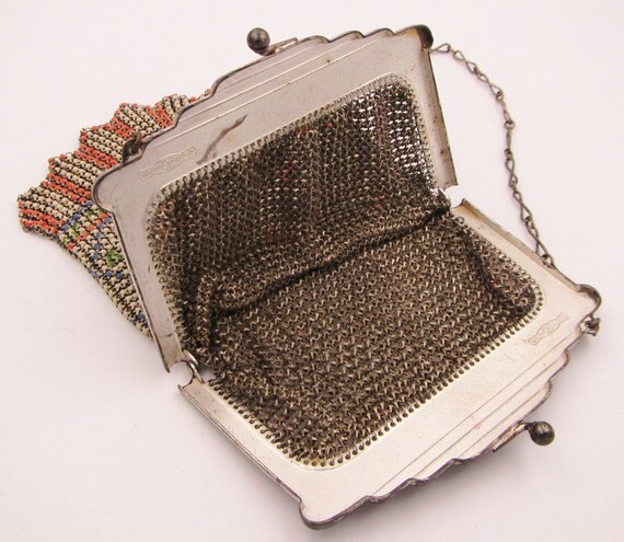 Vintage Whiting & Davis Art Deco Enamel Mesh Purs… - image 4