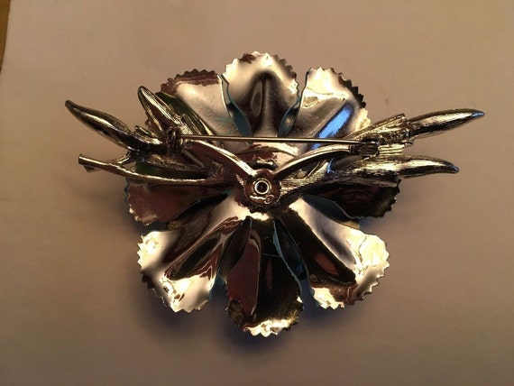 Vintage Early Signed Coro Layered Enamel Flower W… - image 4