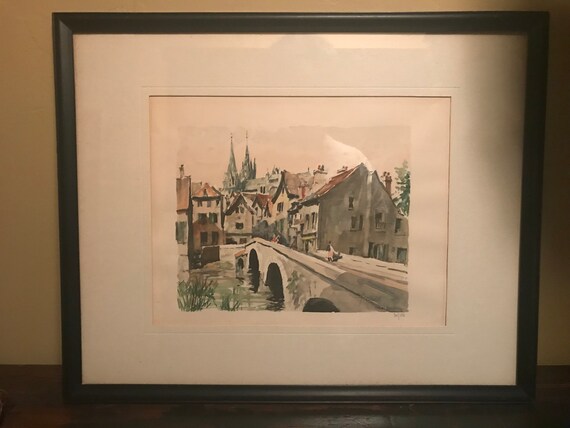 Vintage Artwork of Chartres, France by Herbelot