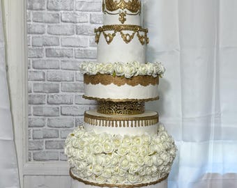 Faux Wedding Cake With Pearls and Flowers - Etsy