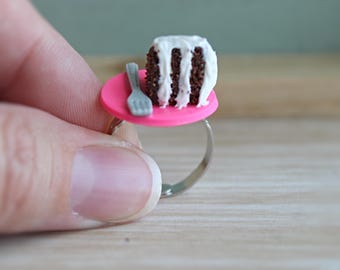 Cake Statement Ring,Polymer Clay Jewelry,Handmade Gifts