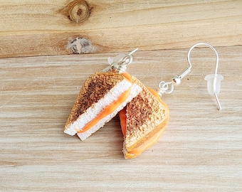 Grilled Cheese Sandwich Earrings | Handmade Polymer Clay Food Jewelry | Foodie Gift