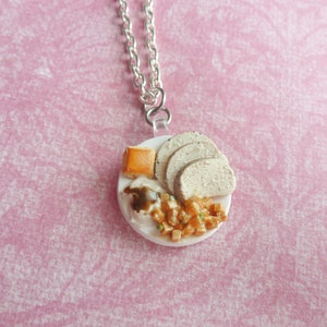 Thanksgiving Dinner Plate Fall Miniature Food Jewelry Polymer Clay Jewelry Fake Food Jewelry