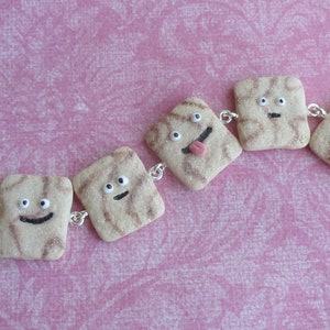 Silly Cinnamon Cereal Charm Bracelet Miniature Food Jewelry Polymer Clay Jewelry Handmade Jewelry