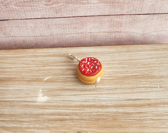 Valentine's Day Donut Charm,Miniature Food Jewelry,Polymer Clay Charms