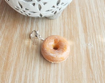 Handmade Glazed Donut Charm: Miniature Polymer Clay Food Jewelry