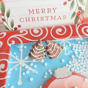 Chocolate Christmas Tree Cake Earrings,Handmade Polymer Clay Earrings,Miniature Food