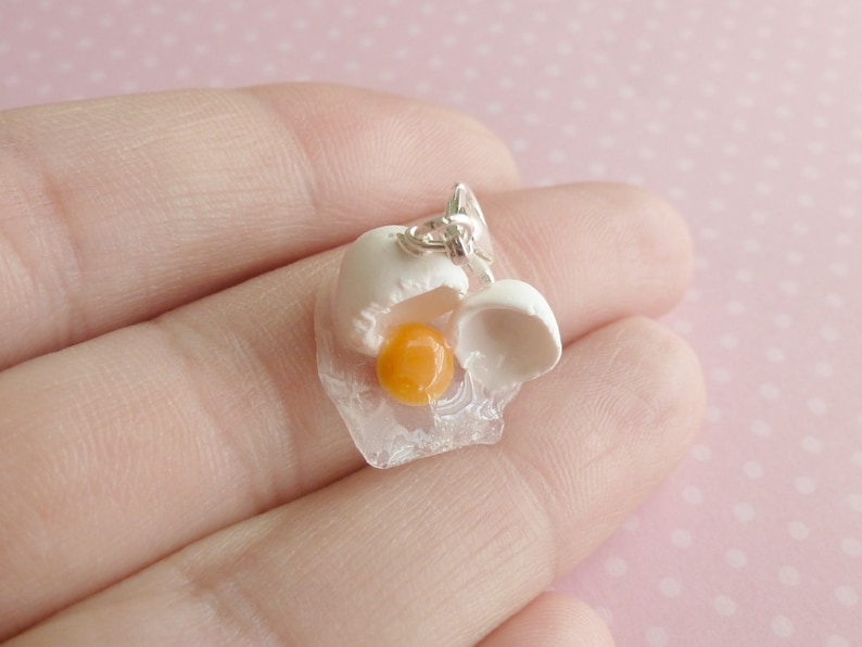 Charms Miniature Food Jewelry Baker Gifts Chef Gifts Cracked Egg Polymer Clay Food image 3