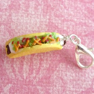 Taco Charm Miniature Food Jewelry Polymer Clay Charms Handmade Jewelry image 2