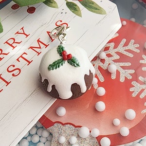 Handmade Christmas Pudding Charm: Polymer Clay Holiday Jewelry
