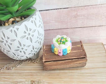 Easter Cake Pendant,Miniature Food Jewelry,Polymer Clay Jewelry,Cake Necklace