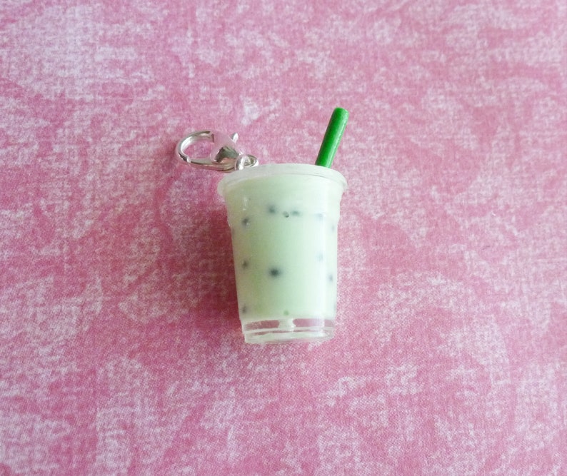 Bubble Tea Charm Miniature Food Jewelry Polymer Clay Resin Jewelry Stitch Marker Phone Charm