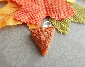 Handmade Pecan Pie Charm: Miniature Polymer Clay Food Jewelry