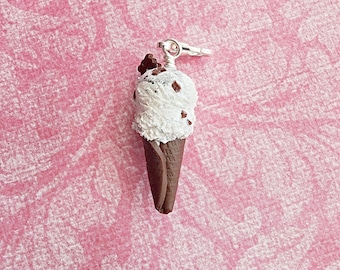 Cookies and Cream Ice Cream Cone Miniature Food Jewelry Polymer Clay Jewelry Handmade Jewelry