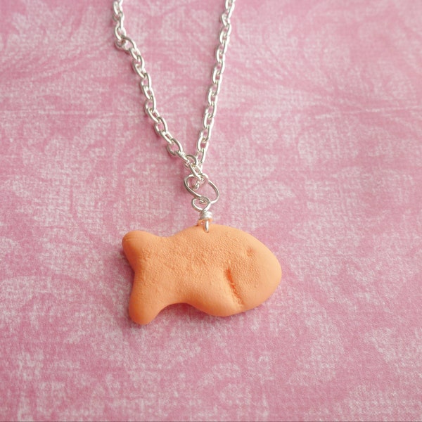 Goldfish Charm Necklace Miniature Food Jewelry Fishing Gifts Polymer clay Charm Necklace