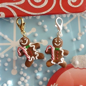 handmade gingerbread man charm/christmas jewelry