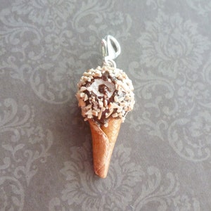Ice Cream Cone Charm Miniature Food Jewelry Polymer Clay Ice Cream Handmade Charms image 1