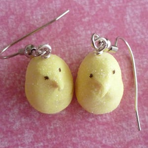 Marshmallow Chick Earrings | Handmade Polymer Clay Easter Earrings