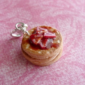 Strawberry Pancakes,Miniature Food Jewelry,Polymer Clay Jewelry