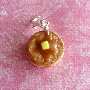 pancake charm,miniature food jewelry,handmade charms,polymer clay jewelry,food charms